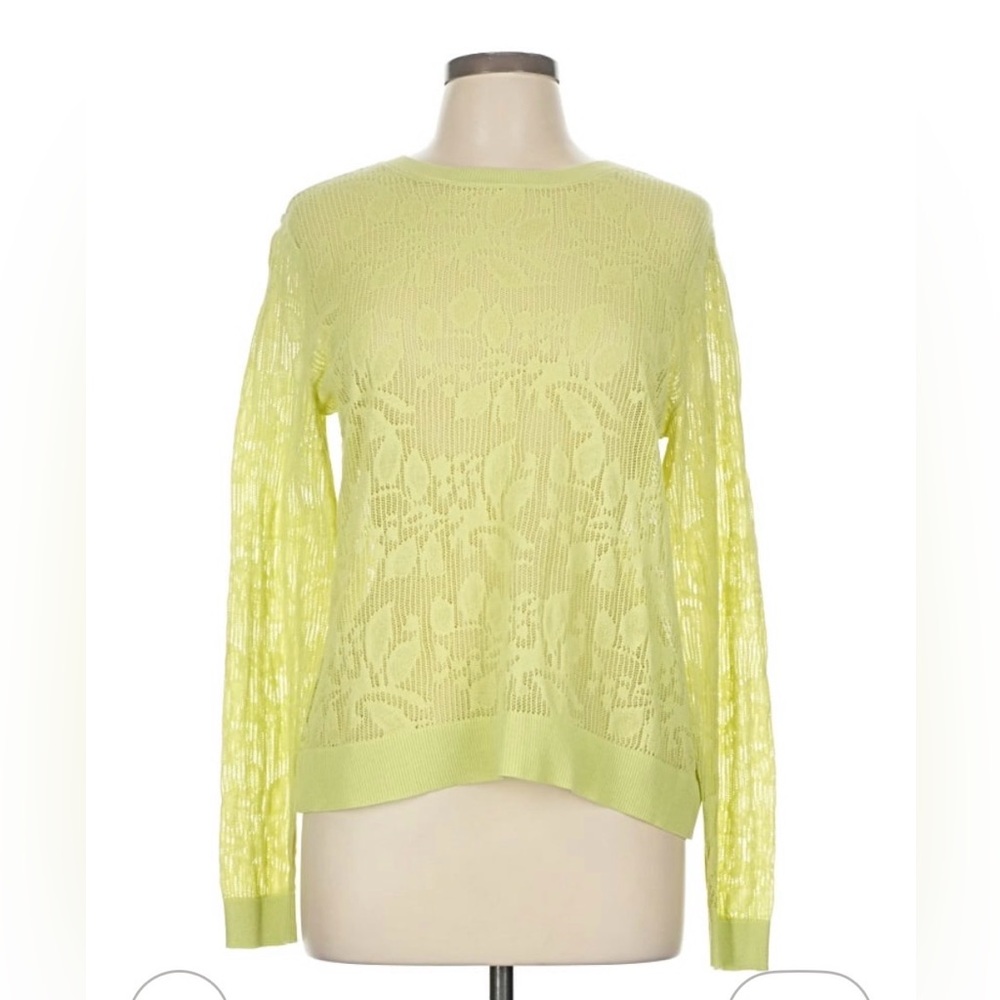 Cabi Lace Knit Yellow Sweater